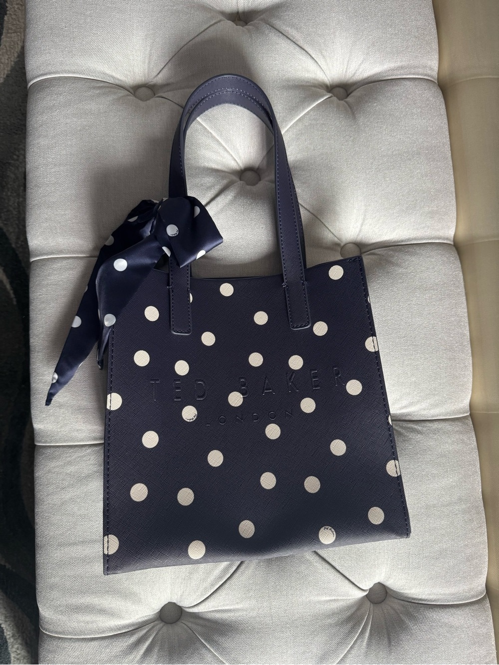 Ted Baker Navy and White Polka Dot Purse